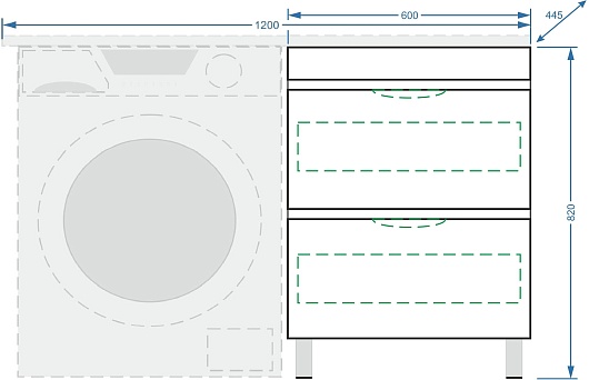 Stella Polare Тумба с раковиной под стиральную машину Аруна Памелла 120 L белая – фотография-8